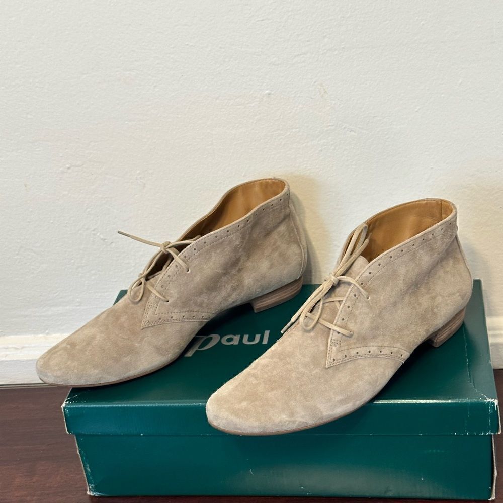 Paul Green Women’s EUC Handmade 7,5 US/38 EU Soft Suede chukka Boots Laceup, NIB